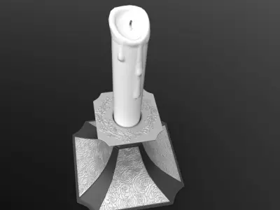Candle On Stand 3D model