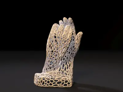 Sculpture two hands by Auguste Rodin Voronoi 3D print model