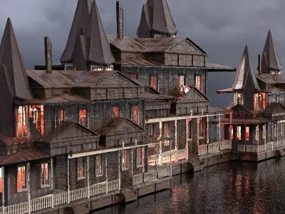 Spooky Mansion street 3D model