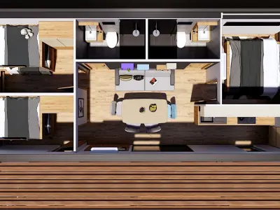 Mobile home Vacation house tiny house PAG RT roof top terrace  Low-poly 3D model