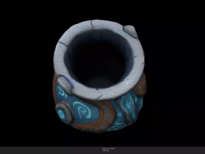Stylized Mystic Rune Vessel Game Ready - AI Low-poly 3D model