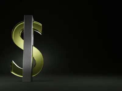 Dollar Sign  Logo customized Text with studio lighting 3D model Free 3D model