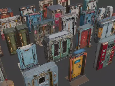 Sci-Fi Doors Set 3D model