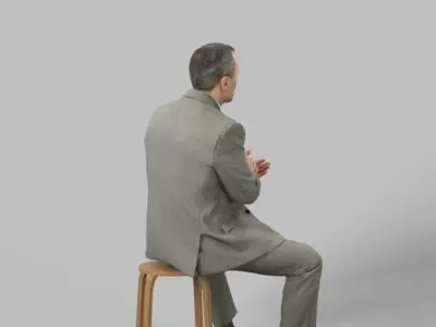 Business Man Sitting And Clapping Fortitude Low-poly 3D model