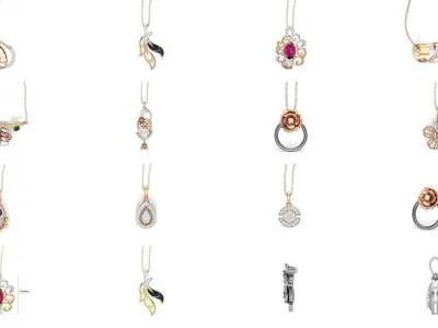 43 Light Wt Flower Leaves Nature Pendant 3dm stl obj mtl gltf 3D Model Pack