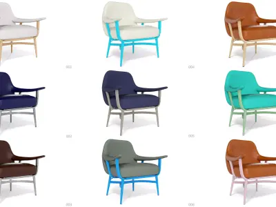 Chair lounge scand compilation Low-poly 3D model