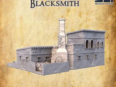 Colonial Blacksmith Tabletop Terrain 28 MM 3D print model