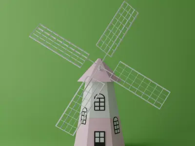 Cartoon Pink Windmill Low-poly 3D model
