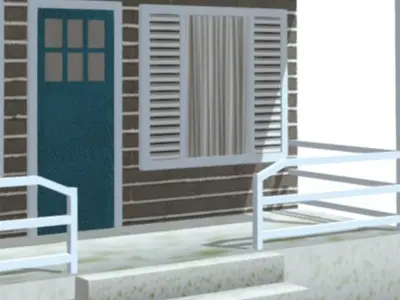 American Style Cottage - Town House Model Low-poly 3D model get