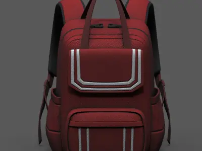 Backpack bag baggage pockets  Low-poly 3D model