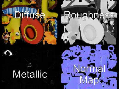 Rigged and Animated Pirate Creature with Eyepatch and Hat Low-poly 3D model