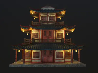  Asian Japanese and Chinese Realistic Building 3D model