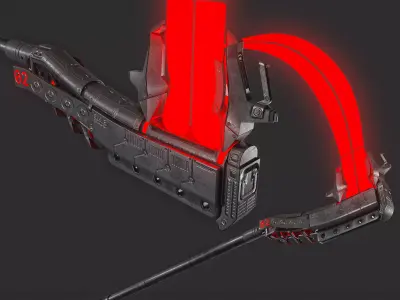 Rain Sci-fi Scythe Game-Ready Low-poly 3D model