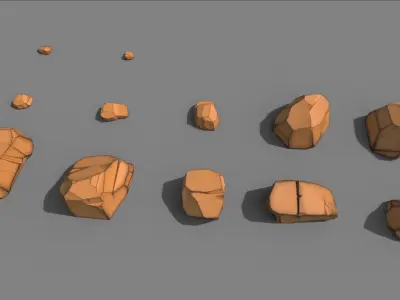 Cartoon Rock Styled set PBR Low-poly 3D model
