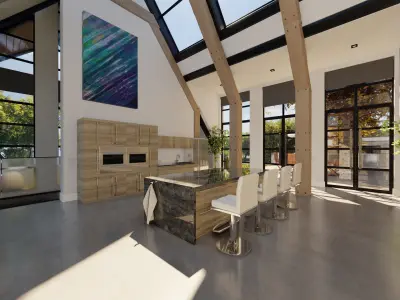 Blender Eevee Modern Villa Low-poly 3D model