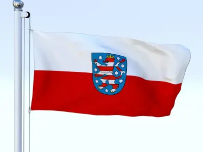 Animated Thuringia German State Flag Low-poly 3D model