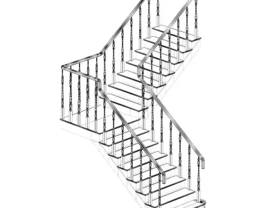Wooden Stairs 13 3D model