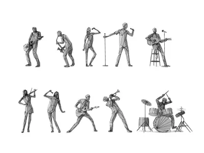  Low Poly Posed People Packs 14 - Music 