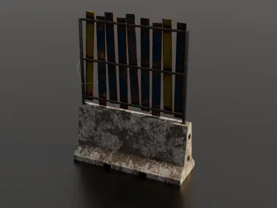 Concrete barrier  Low-poly 3D model 12
