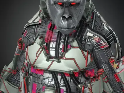 Rigged Fantasy Robot Apes World Character Low-poly 3D model