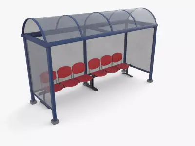 Bus stop V2 Low-poly 3D model