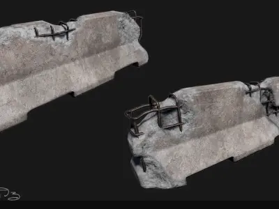 Low Poly PBR Concrete Barrier Low-poly 3D model