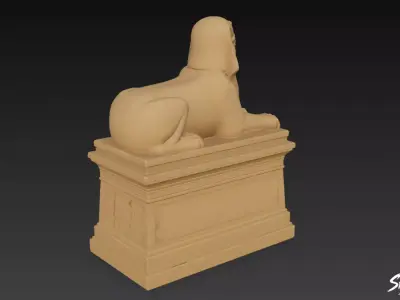 Egyptian Sphinx Statue on Pedestal Low-poly 3D model