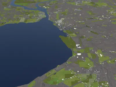 Buffalo USA 50x50km City Map 3D model