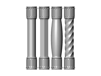 Rounded leaf scroll moroccan arabic  miniature pillar columns 3D print model