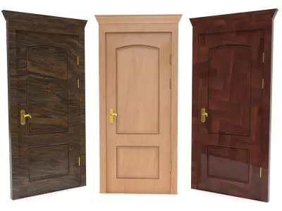 exterior interior wooden door set Low-poly 3D model