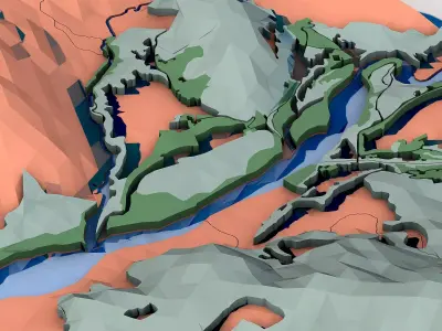 Abstract Low Poly Landscape Tile 3D model