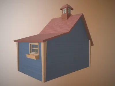Stylized barn Low-poly 3D model