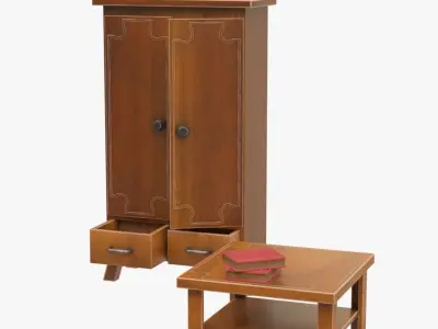 Cupboard and table 3D model