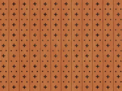 Medieval Horizontal Wood Planks with Iron Floral Studs PBR  Texture