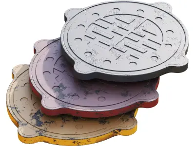 Sewage hatches Low-poly 3D model