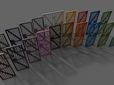 PBR Metal Door Gate B Low-poly 3D model