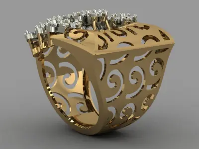 Beautifull Jali On Surface With The Flower Of Daimonds Ring  3D print model
