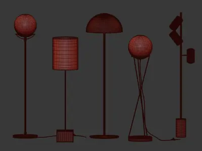 CB2 5 Floor Lamps Set 2 3D model
