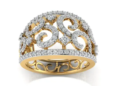 Light Weight Rose Gold Diamond Ring  -EZ R-289 3D print model