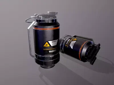 Low Poly Sci-Fi Futuristic Cyberpunk Hand Grenade AR VR Ready Low-poly 3D model