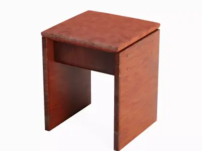 Wooden Stool A 02 Low-poly 3D model