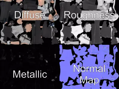 Steampunk Character Model Pack with Detailed Wardrobe Low-poly 3D model