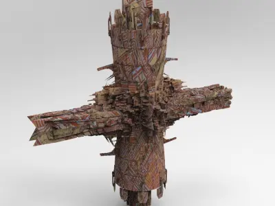 Rusted Alien Base 1 Low-poly 3D model