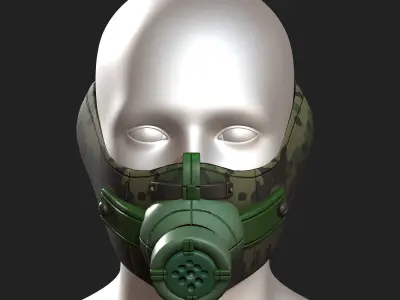 Gas mask respirator scifi futuristic 3d  Low-poly 3D model