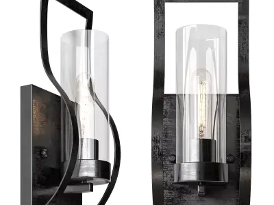 Pitchford 1 Light Dimmable Antique Black Armed Sconce 3D model