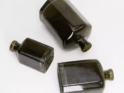 Old Bottles Set Low-poly 3D model