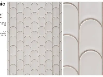 Elongated Crescent Tile in Vertical Offset Layout Texture