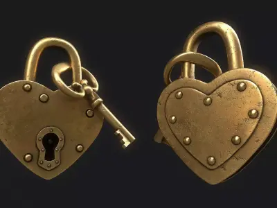 Padlock Heart 3  Low-poly 3D model