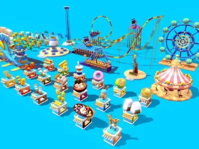 amusement park asset pack Low-poly 3D model