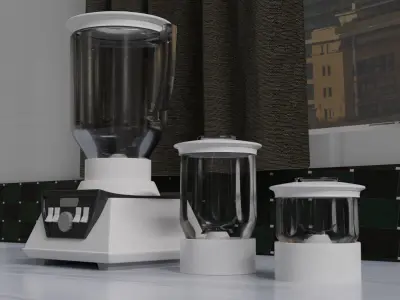 A BLENDER WITH TWO EXTRA CUPS 3D model
